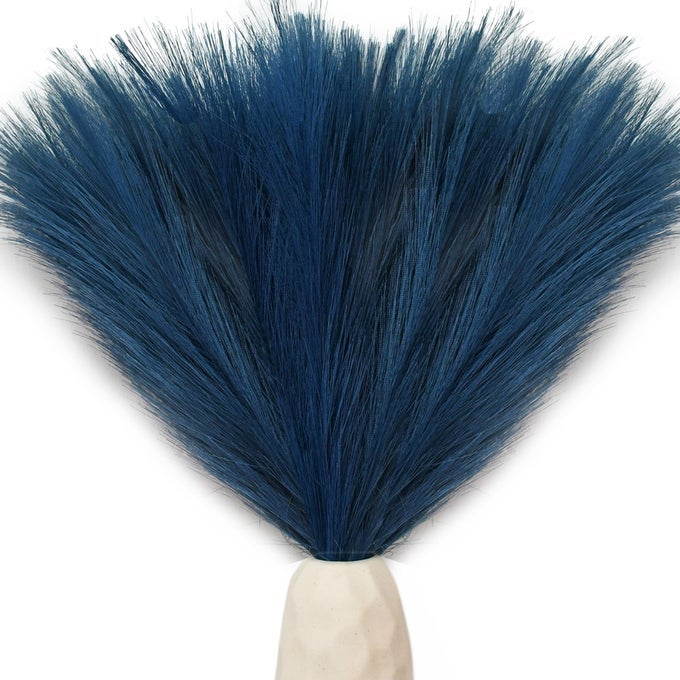 MANDYS BLUE SILK PAMPAS GRASS BOUQUET 20 STEMS 177IN FLUFFY ARTIFICIAL PAMPAS WITH BENDABLE STEMS FOR VALENTINES DAY AND NEW YEAR DECORATIONS WEDDING CENTERPIECE HOME BOHO DCOR