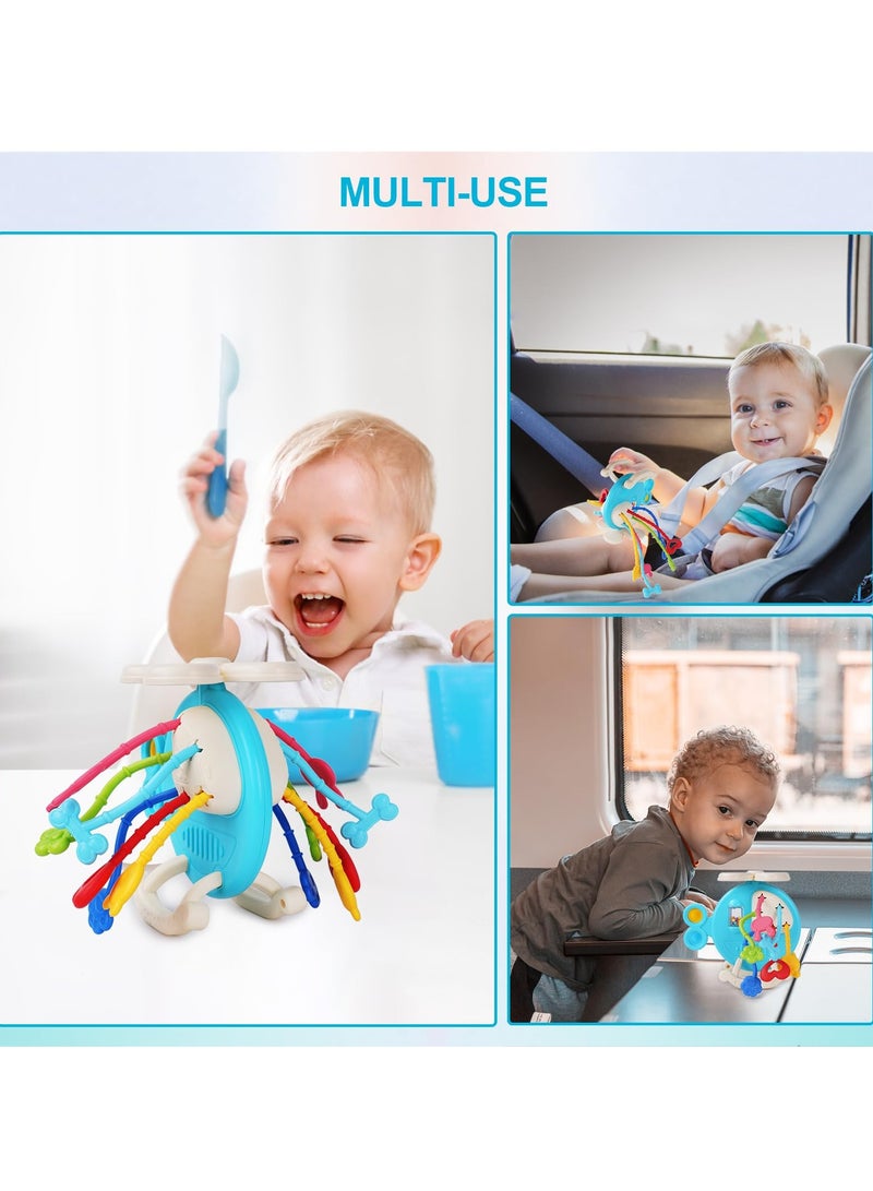 Excefore High Chair Toys with Suction Cup, Developmental Sensory Toy, Food Grade Silicone Pull String Activity Toy Gift for Baby Infant Toddlers, Toys Birthday Gifts for 18M+ Infant (Helicopter) - Image 4