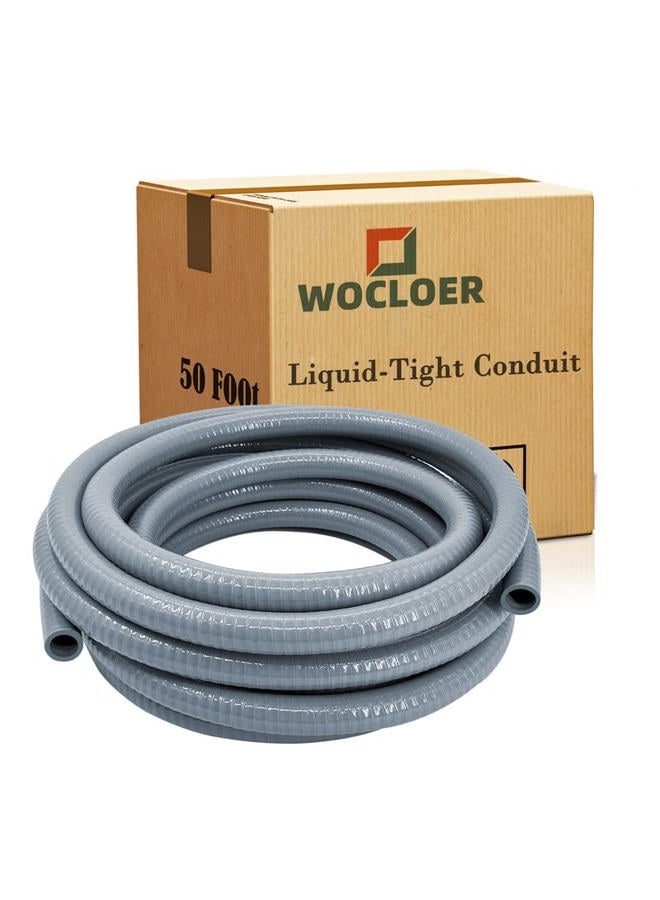 Wocloer Liquid-Tight Conduit - 2 inch 50 Foot PVC Flexible Non Metallic Liquid Tight Electrical Conduit. 2" Dia - Image 1