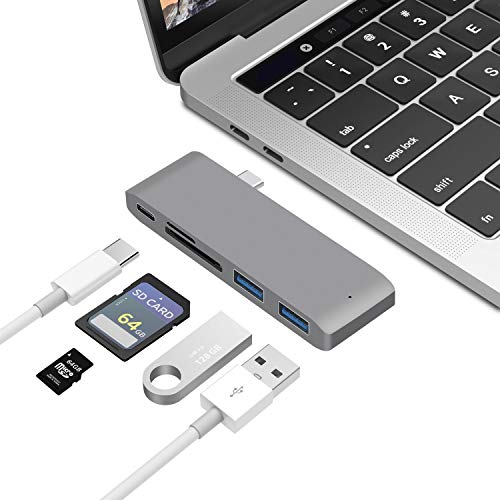 ls lapster Lapster Docking Station for Laptop 4in1 Type c hub with 2xUSB 3.0 & TypeC 3.0 PD Charging 100W Port, SD & Micro SD Slot, for All Type C Devices- MacBook Laptop, PC, Thunderbolt 3 -Silver - Image 1