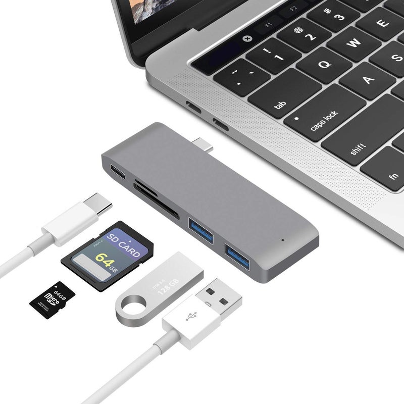 ls lapster Lapster Docking Station for Laptop 4in1 Type c hub with 2xUSB 3.0 & TypeC 3.0 PD Charging 100W Port, SD & Micro SD Slot, for All Type C Devices- MacBook Laptop, PC, Thunderbolt 3 -Silver - Image 3