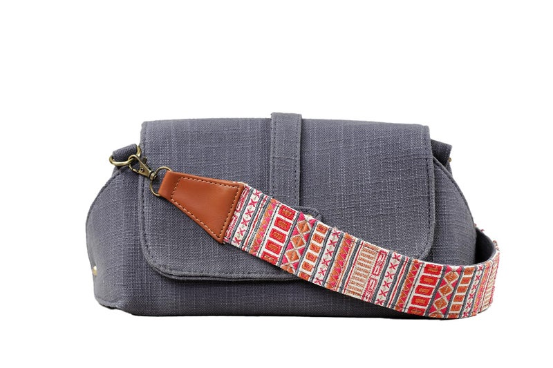 BHASTRA Amaira Sling Bag - Grey| Cotton And Vegan Leather | Bag for Women - Girls Travel Crossbody Bags with Adjustable Strap - Ladies Shoulder Purse Stylish Handbag-Ideal For Gifting - Image 1