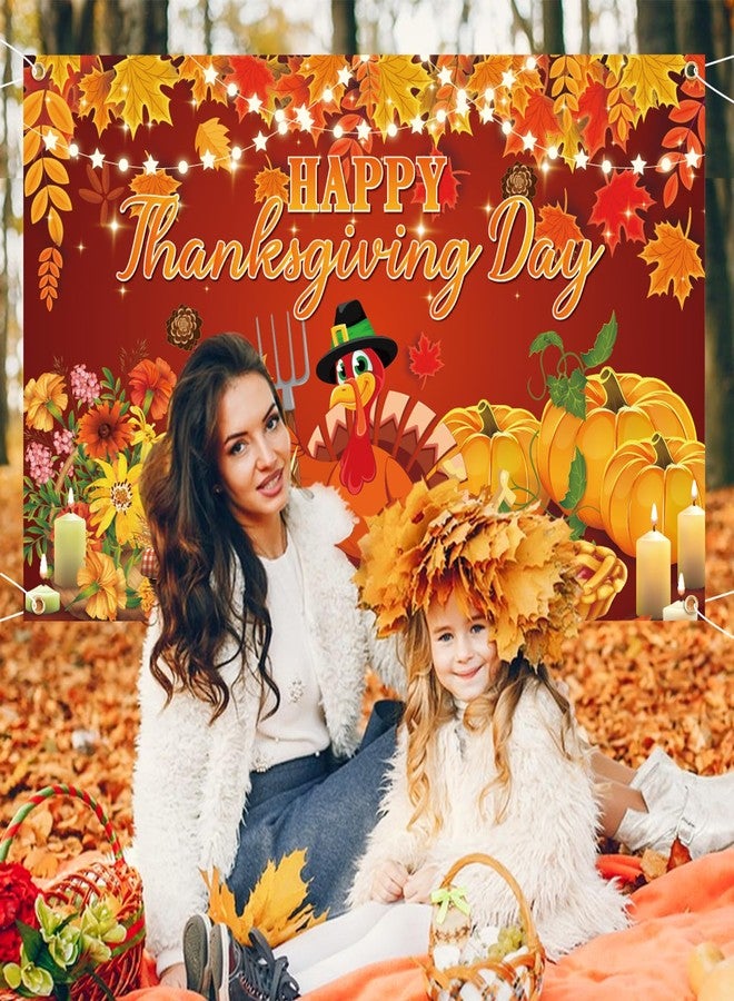LifeisLuck Thanksgiving Banners with 3 Pcs 71x43 Inch Happy Thanksgiving Backdrop & Give Thanks Porch Signs Hanging Ribbon for Door/Wall/Yard Decorations, Fall Party Supplies, Photography Background - Image 5