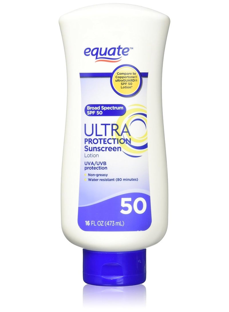 Equate Ultra Protection Sunscreen SPF 50 16oz Compare to Coppertone SPF 50 Lotion