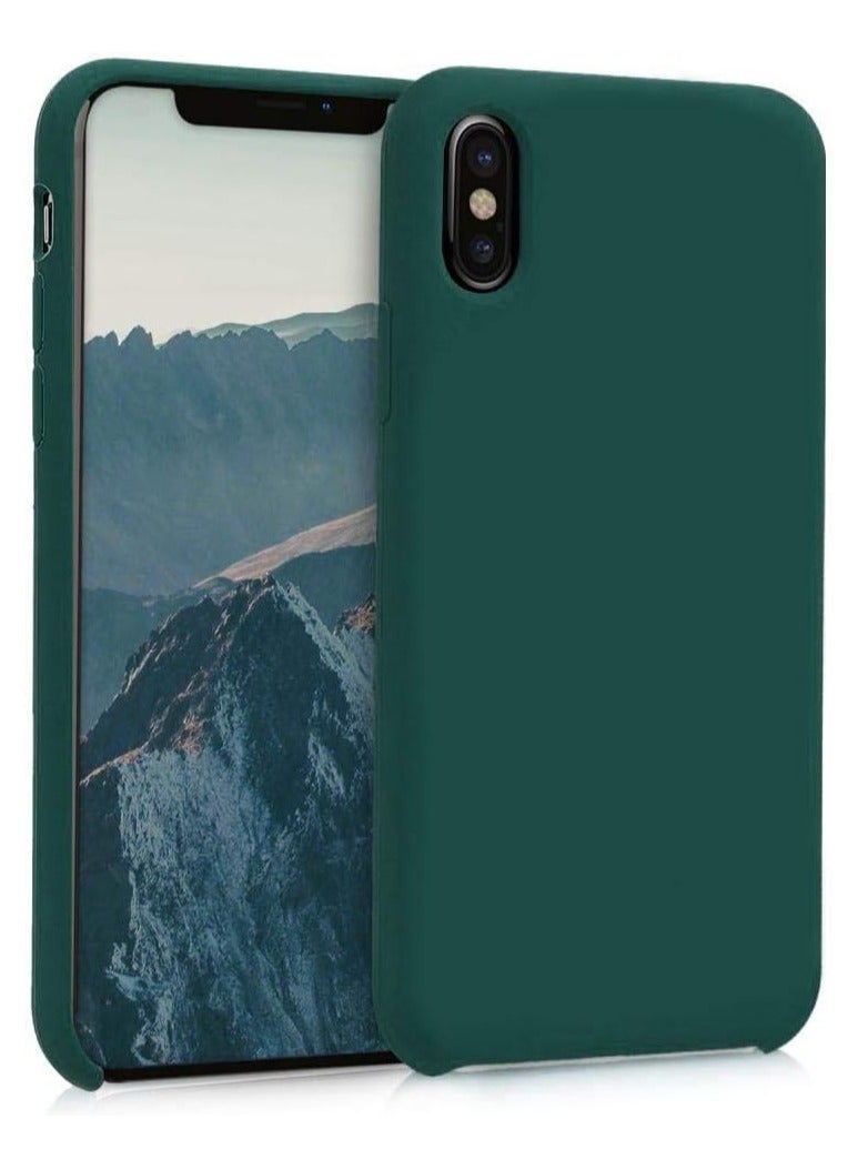 Compatible with X/XS Case, Liquid Silicone Case, Full Body Protective Cover, Shockproof, Slim Phone Case, Anti-Scratch Soft Microfiber , Dark Green  - Image 1
