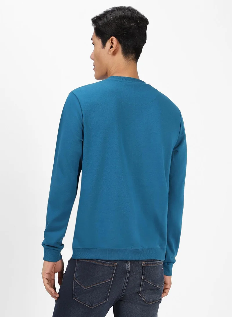 Urbano Fashion  Urbano Fashion Men's Green Cotton Color Block Round Neck Sweatshirt for Men | Best Price UAE