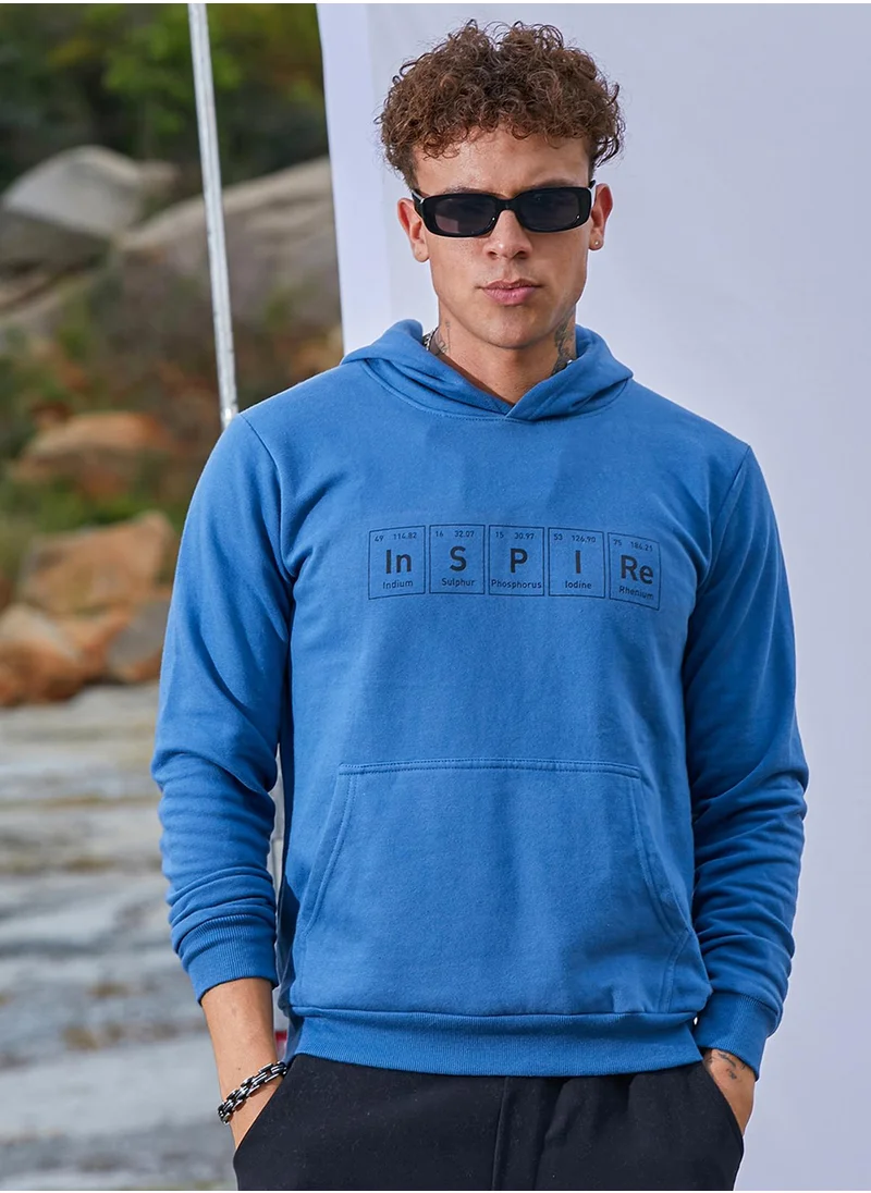 كامبوس سوترا Men's Blue Inspire Hoodie With Kangaroo Pocket