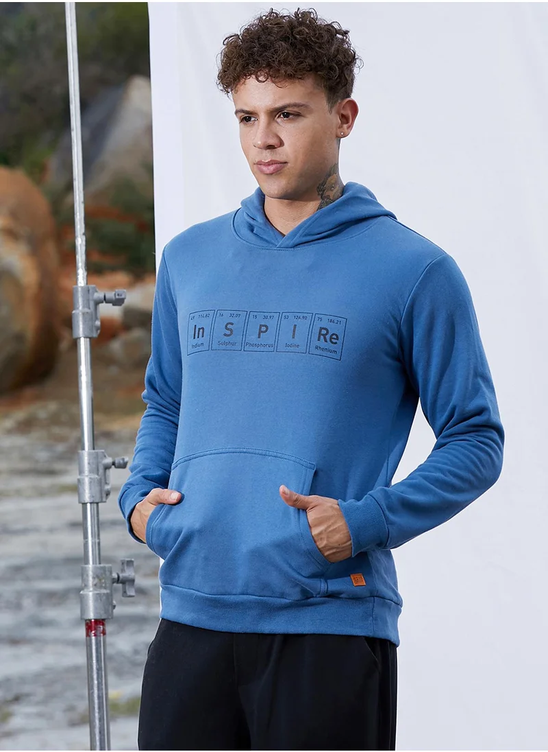 كامبوس سوترا Men's Blue Inspire Hoodie With Kangaroo Pocket