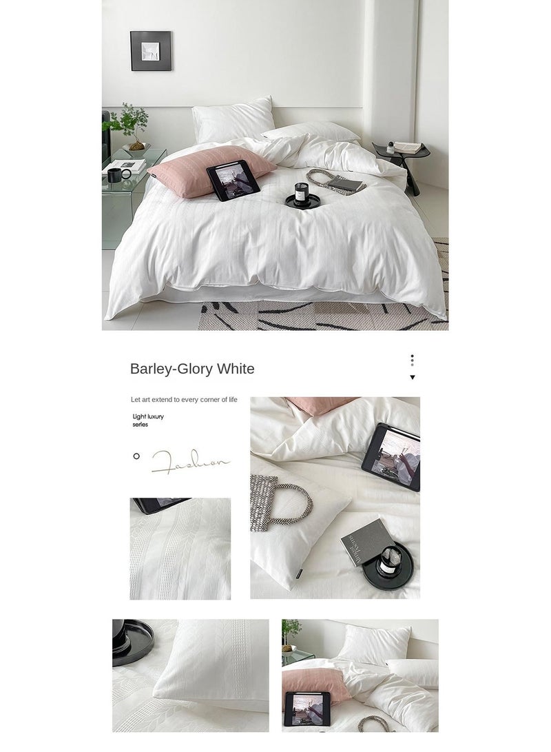 general Cotton Satin Duvet Cover Set Solid Color Striped Jacquard 4pcs Cotton 60S Soft Comforter Cover Bed Sheet Pillowcases Bedding Set - Image 2