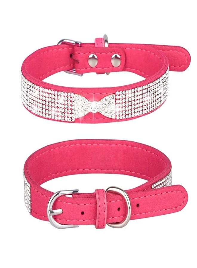 WeimoMonkey Small Dog Collar for Female Dogs Bling Diamond Crystal Glitter Jewel Sparkly Rhinestone Cute Cat Pet Animals Puppy Collars Girl for XXS XS Small Medium Large Rose Red S - Image 2