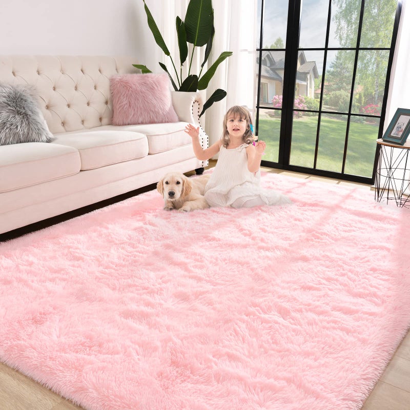Jelymark Super Soft Shaggy Rug for Bedroom 5x8 Feet Fluffy Carpet for Living Room Fuzzy Indoor Plush Area Rug for Home Decor Furry Floor Rugs for Dorm Kids Nursery Rug for Girls Pink