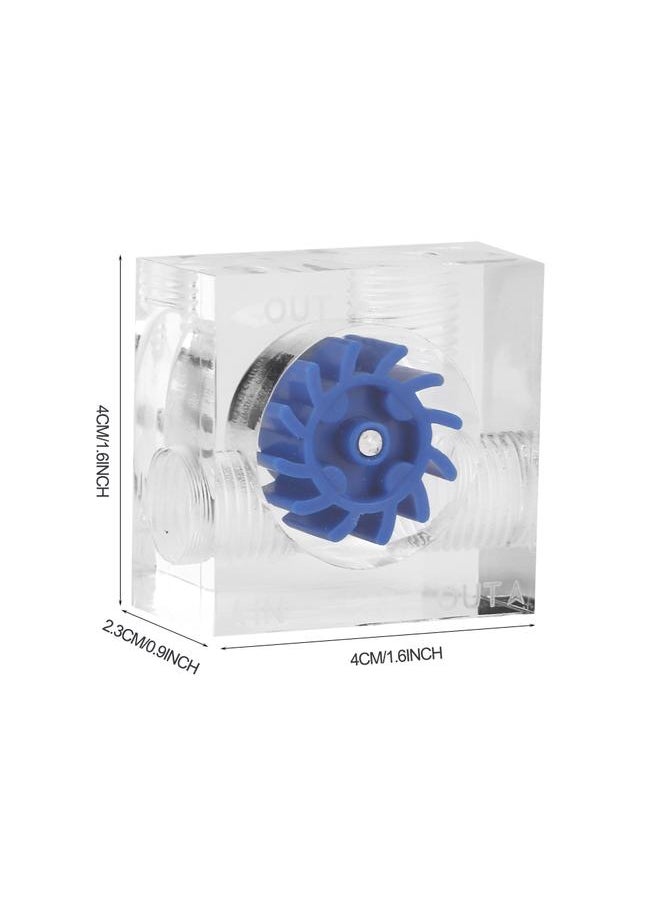Thoraya 12 Impellers Flow Meter Indicator for PC Water Cooling System G1/4" Thread Quadrate (Blue)  - Image 2