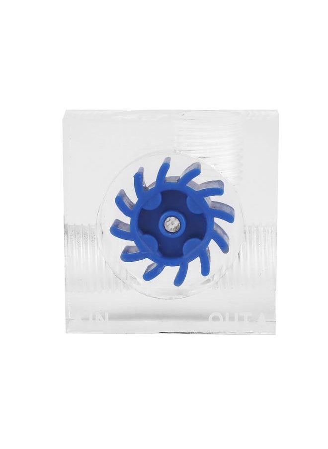 Thoraya 12 Impellers Flow Meter Indicator for PC Water Cooling System G1/4" Thread Quadrate (Blue)  - Image 1