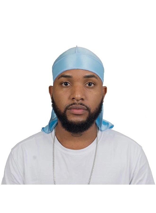 ForceWave Silky Durag for Men Wave Cap Satin Dorag for Men Women 360 Wave (SBlue) - Image 3