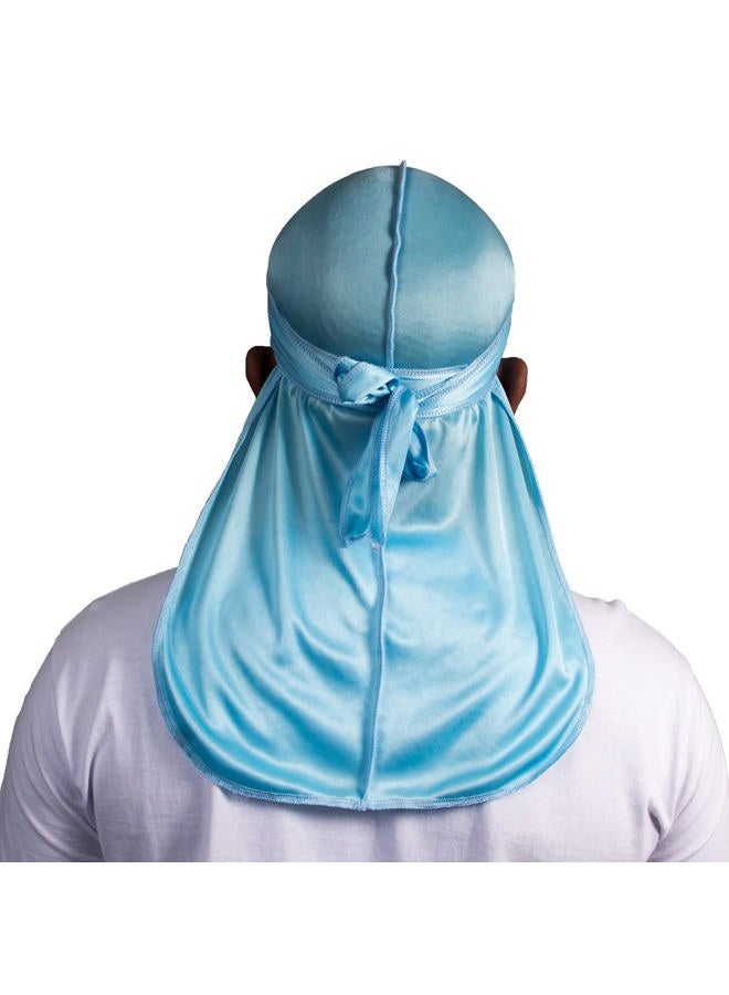 ForceWave Silky Durag for Men Wave Cap Satin Dorag for Men Women 360 Wave (SBlue) - Image 4