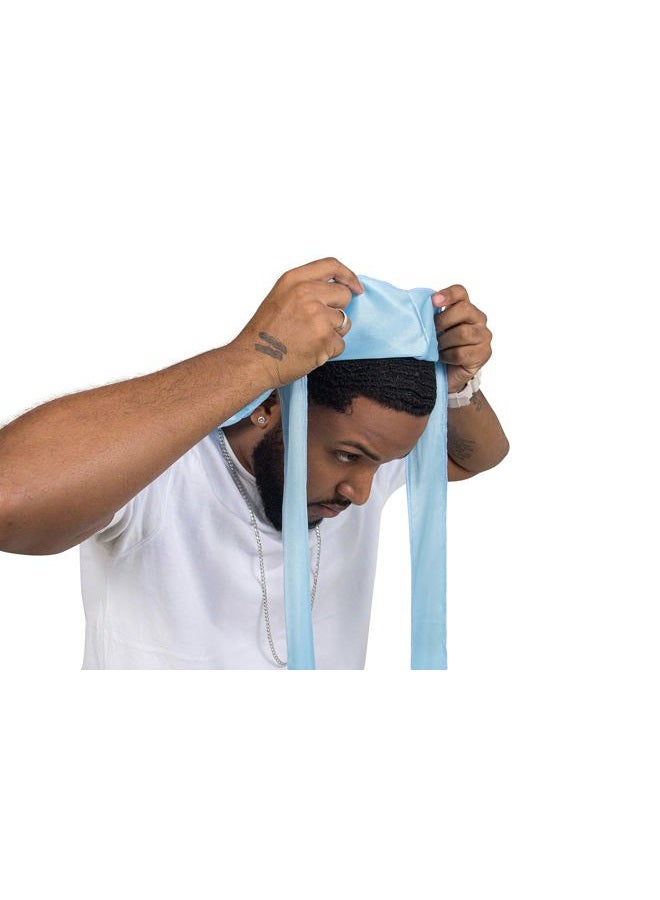 ForceWave Silky Durag for Men Wave Cap Satin Dorag for Men Women 360 Wave (SBlue) - Image 2