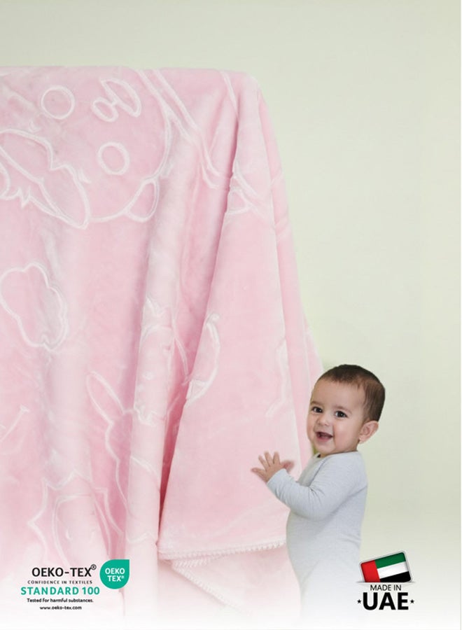 Cotton home بطانية أطفال قطنية فائقة النعومة مزخرفة - خفيفة الوزن، مريحة وطرية 140x110 سم، وردي - Image 3