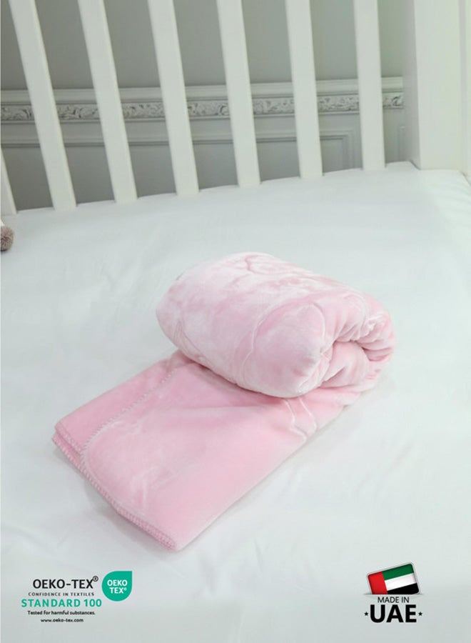 Cotton home بطانية أطفال قطنية فائقة النعومة مزخرفة - خفيفة الوزن، مريحة وطرية 140x110 سم، وردي - Image 4