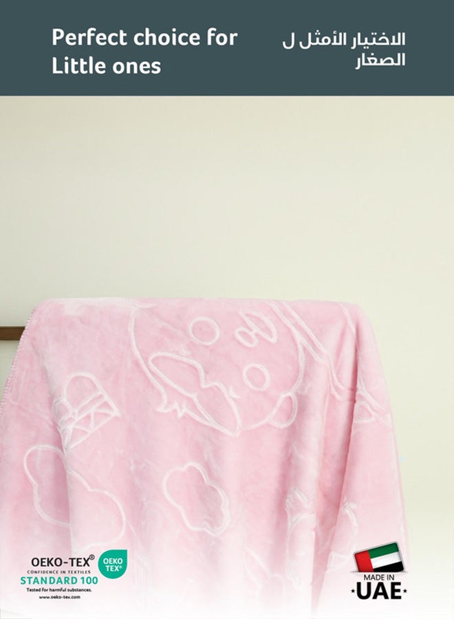 Cotton home بطانية أطفال قطنية فائقة النعومة مزخرفة - خفيفة الوزن، مريحة وطرية 140x110 سم، وردي - Image 2