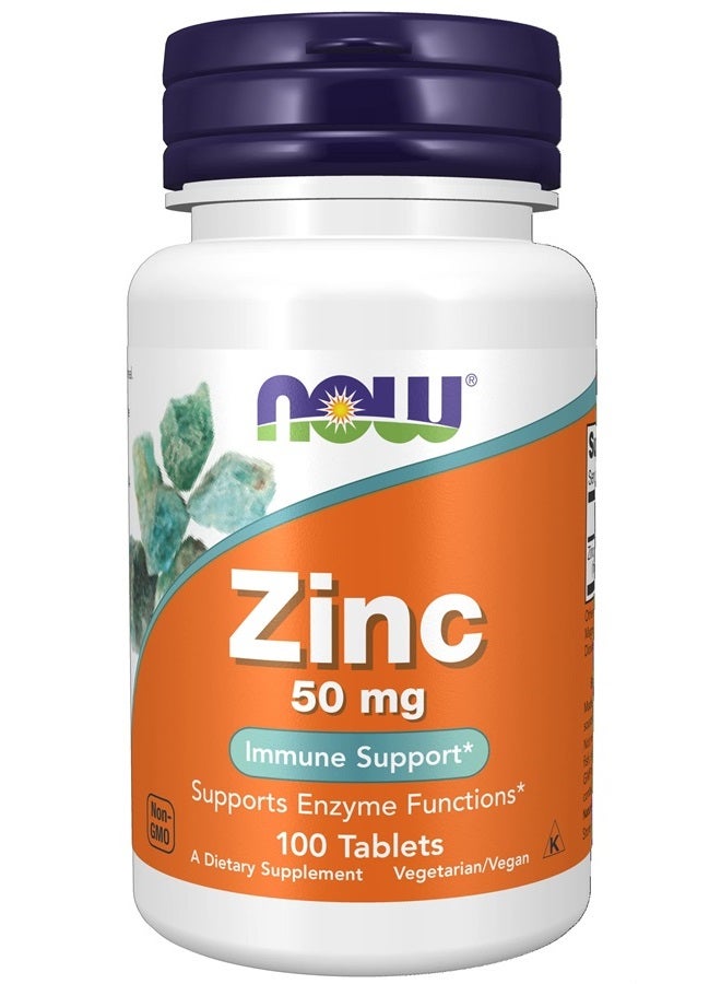 now Supplements, Zinc (Zinc Gluconate) 50 mg, Supports Enzyme Functions*, Immune Support*, 100 Tablets - Image 1