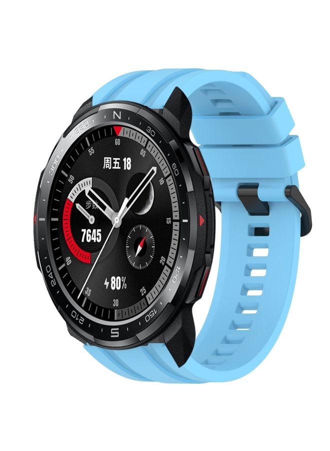 Replacement Strap For Honor Watch GS Pro Long & Short Sports Solid Color Silicone Watch Band Set Sky Blue 