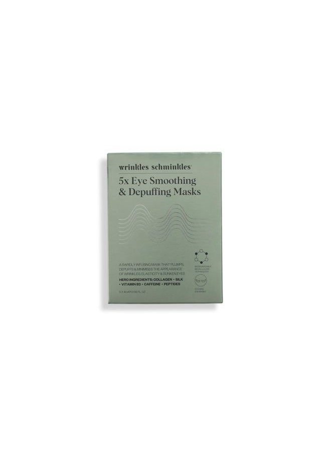 WRINKLES SCHMINKLES - Eye Smoothing & Depuffing Masks - Collagen Depuffing Mask for Smooth Wrinkles, Reduce Puffy Under Eyes, & Hydrate Dark Circles - 100% Biodegradable (5 Pairs) - Image 1