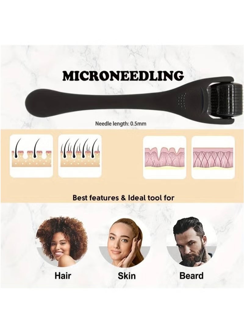 إسكدنيا Beard Roller 0.5 mm - 540 Titanium Real Needles for Ultra Beard Growth - More Beard Growth with Beard Roller Beard Roller Face Roller Derma Roller - Microneedle Tool - Image 4
