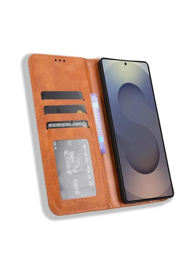 S-TOP Case For Samsung Galaxy S25 Ultra 5G Magnetic Buckle Retro Texture Leather Phone Case - Image 4