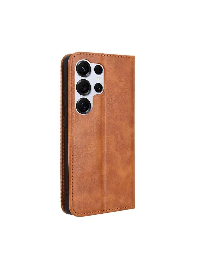 S-TOP Case For Samsung Galaxy S25 Ultra 5G Magnetic Buckle Retro Texture Leather Phone Case - Image 3