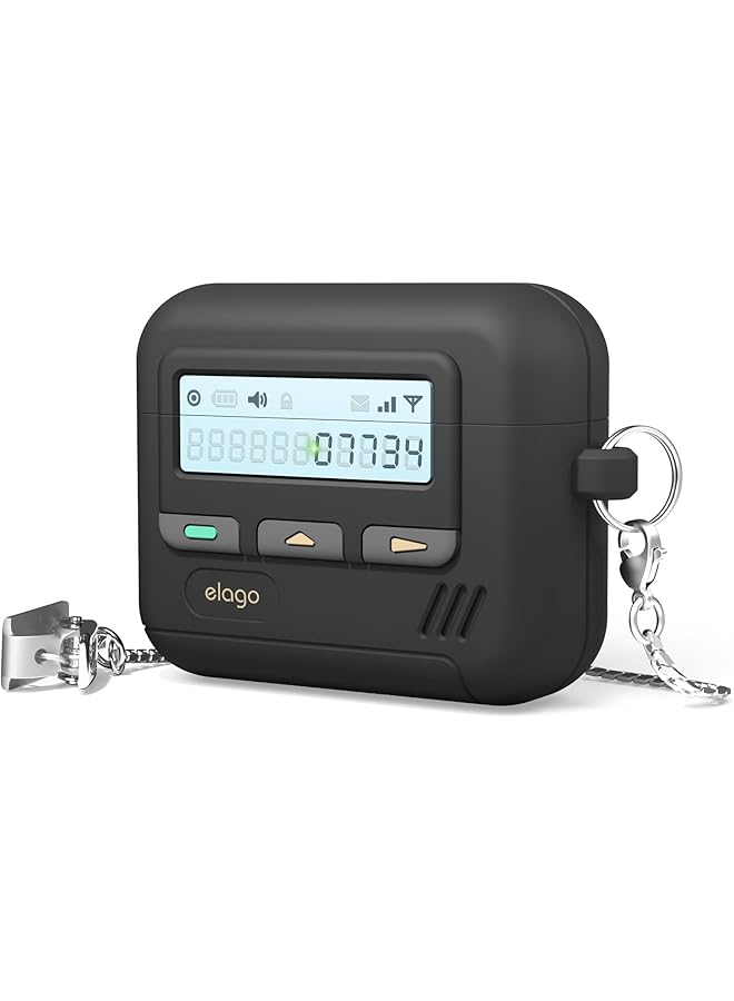 Elago Pager Hang Compatible With Airpods 4 Case Cover 2024 With Key Chain Included Black - Image 1
