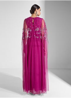 Frock and Frill Embellished Maxi Dress With Cape  - Image 2