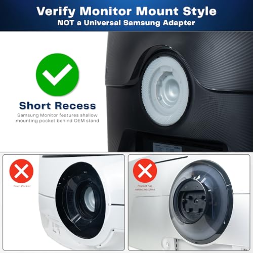 VIVO Short Recessed VESA Adapter Plate Bracket Designed for Samsung G65B, G70A, G70B, G75T, G85NB, CJ890, CRG9, CHG9, CHG90, Odyssey G6, G7, Neo G7, G8, S95UA, VESA 100x100, MOUNT-SG9B - Image 2