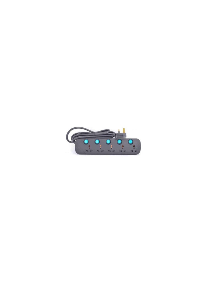 Terminator Terminator 5 Way Universal Power Extension Socket 3X1.25Mm2 Black Body & Blue Switch 5M Cable 13A Plug  - Image 2