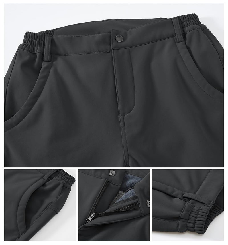 Gopune Women's Snow Ski Waterproof Softshell Snowboard Pants Outdoor Hiking Fleece Lined (Deep Grey,XL) - Image 5