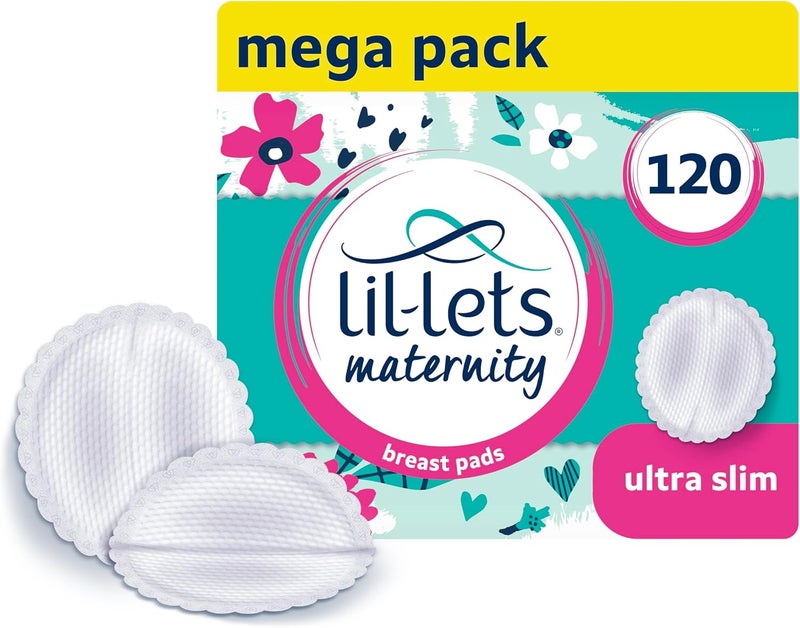 LilLets Nursing Pads – 120 Individually Wrapped, Ultra-Thin, Absorbent & Fragrance-Free – Comfort & Protection for Nursing Moms Postpartum –Maximum Adhesion for Leak & Chafing Nipple Protection - Image 1