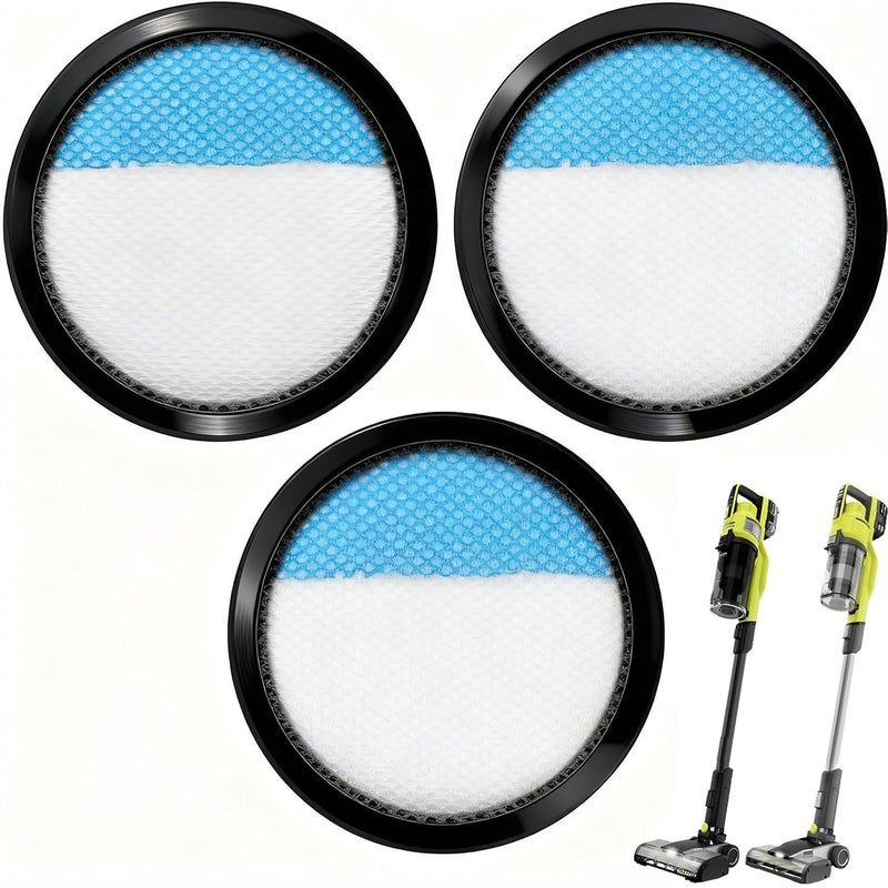 Odashen 18V ONE + Washable Filter for Ryobi 18V Cordless Stick Vacuum PCL720, PBLSV716, PBLSV717 Replacement Parts, Compare to Part A32SV720N, 3 Pack - Image 1