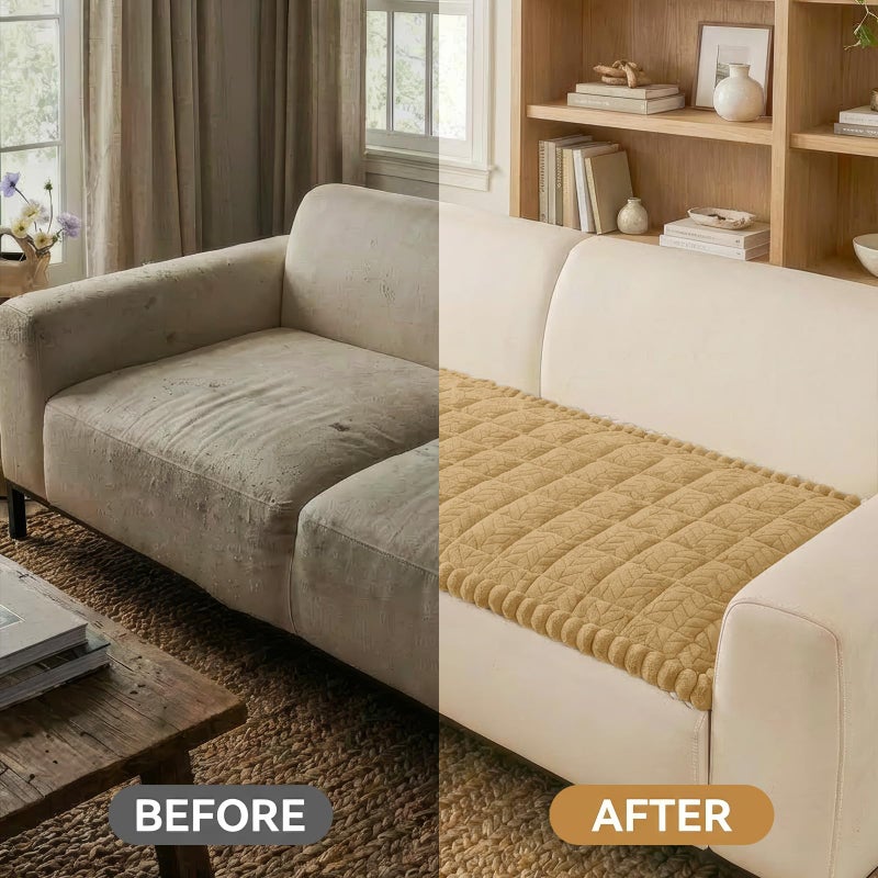 Smiry Non Slip Couch Covers for Dogs, Fuzzy Pet Couch Covers for 3 Cushion Sofa Pet Friendly, Soft Sofa Slipcovers Cushion Furniture Protector Washable (Camel, 27.6" x 88") - Image 5