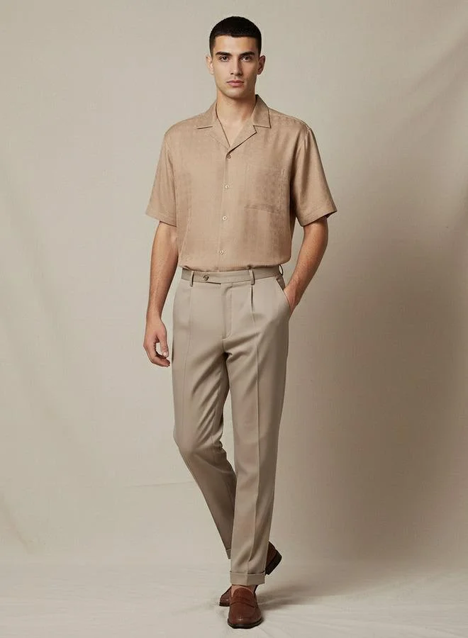 Splash FAV Men Regular Fit Camp Collar Textured Short Sleeves Resort Shirt