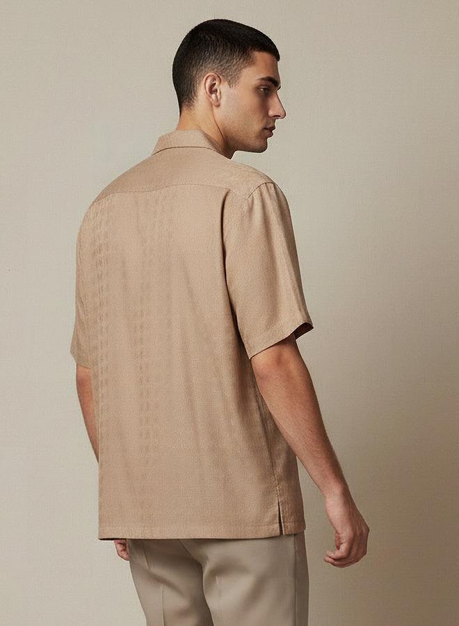 Splash FAV Men Regular Fit Camp Collar Textured Short Sleeves Resort Shirt - Image 3