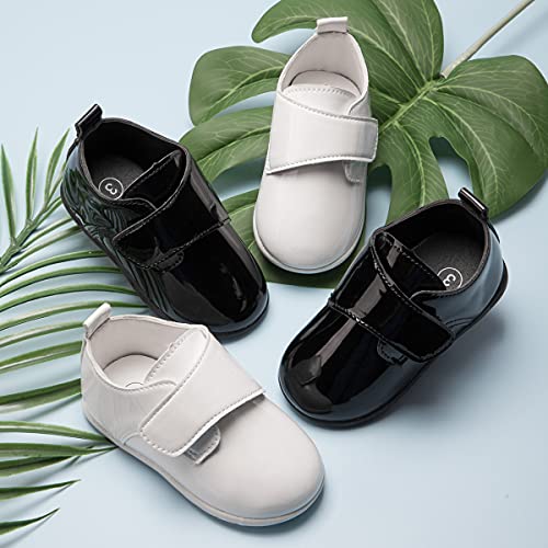 ohsofy Infant Baby Boy Oxford Shoes PU Leather Loafers Rubber and Soft Sole Wedding Dress Shoes Toddler Girl Baby Walking Shoes - Image 2