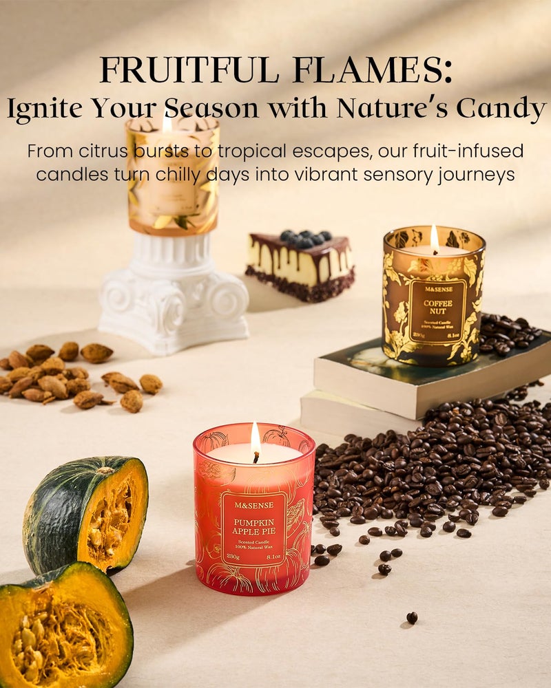 M&SENSE Pumpkin Apple Pie Scented Candles, 8.1oz 42-Hour Slow Burning Soy Candles, Cozy Fall Halloween Thanksgiving Christmas Holiday Fragrance - Image 5