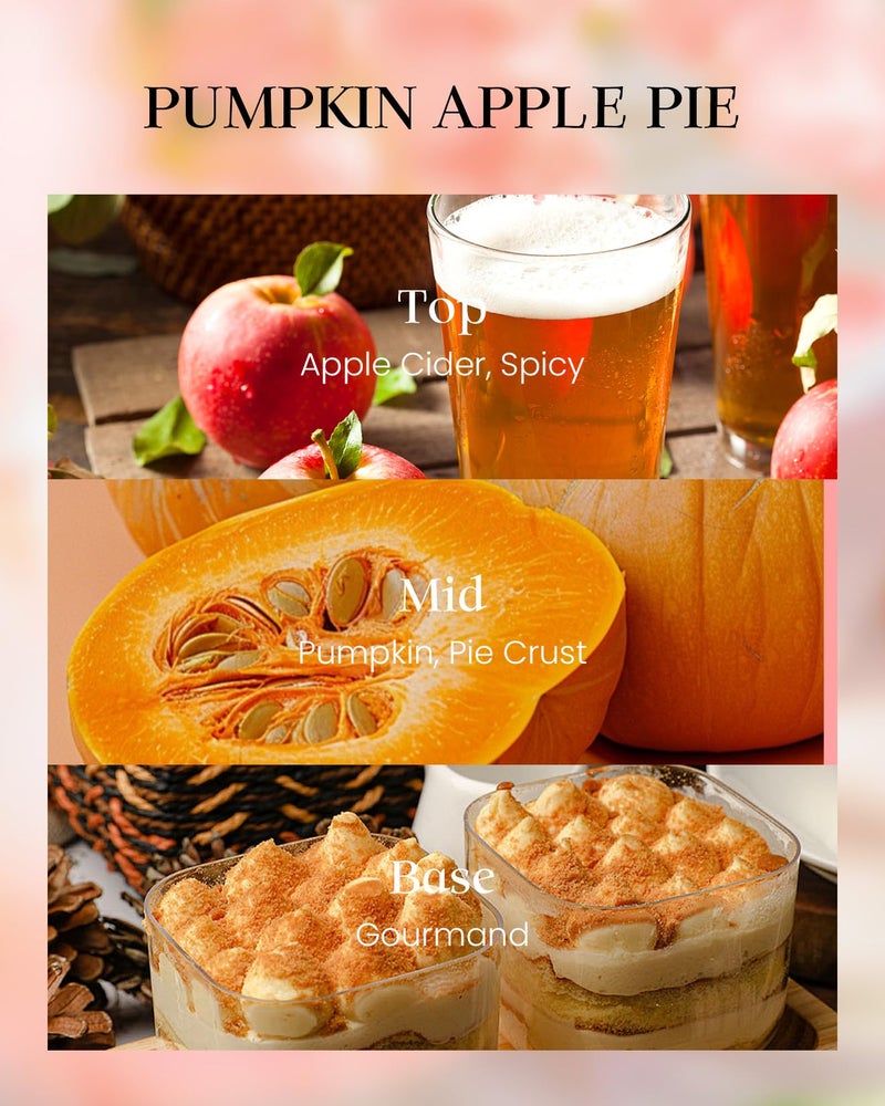 M&SENSE Pumpkin Apple Pie Scented Candles, 8.1oz 42-Hour Slow Burning Soy Candles, Cozy Fall Halloween Thanksgiving Christmas Holiday Fragrance - Image 2