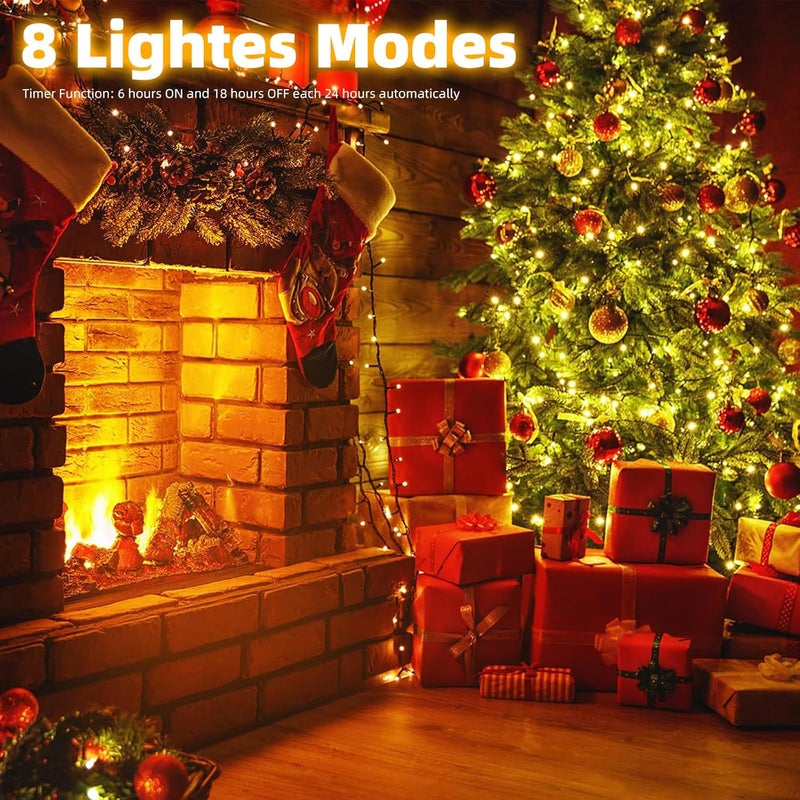 XTF2015 Christmas Lights 66FT 200 LED Battery String Lights Timer Memory Function USB and Battery Powered Waterproof String Light Easy to Carry and Install for Indoor and Outdoor Decoration Warm White - Image 5