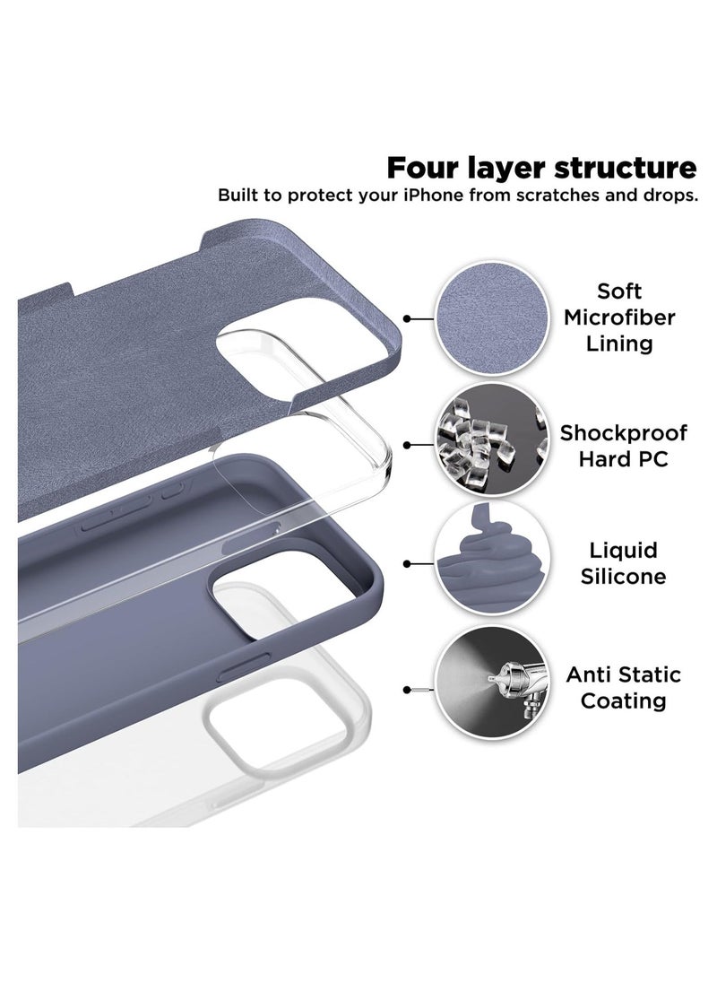 Raxoom Compatible with iPhone 15 Pro Max Case, Liquid Silicone Case, Full Body Shockproof Protective Cover Slim Thin Phone Case with [Soft Anti-Scratch Microfiber Lining], 6.7 inch-Lavender Gray - Image 3