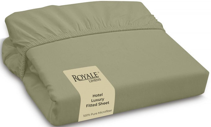 FITTED SHEET CALIFORNIA KING ULTRA SOFT 1800 BRUSHED MICROFIBER HOTEL LUXURY BOTTOM SHEETS WRINKLE FREE FADE RESISTANT DEEP POCKET FITTED SHEET ONLY KING CAL SAGE GREEN