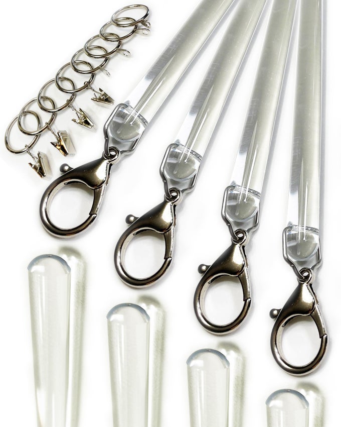 24 INCH 4 PACK ALL CLEAR ACRYLIC CURTAIN PULL WAND CLEAR CURTAIN WAND INVISIBLE DRAPERY WAND DRAPERY PULL ROD 24 INCH