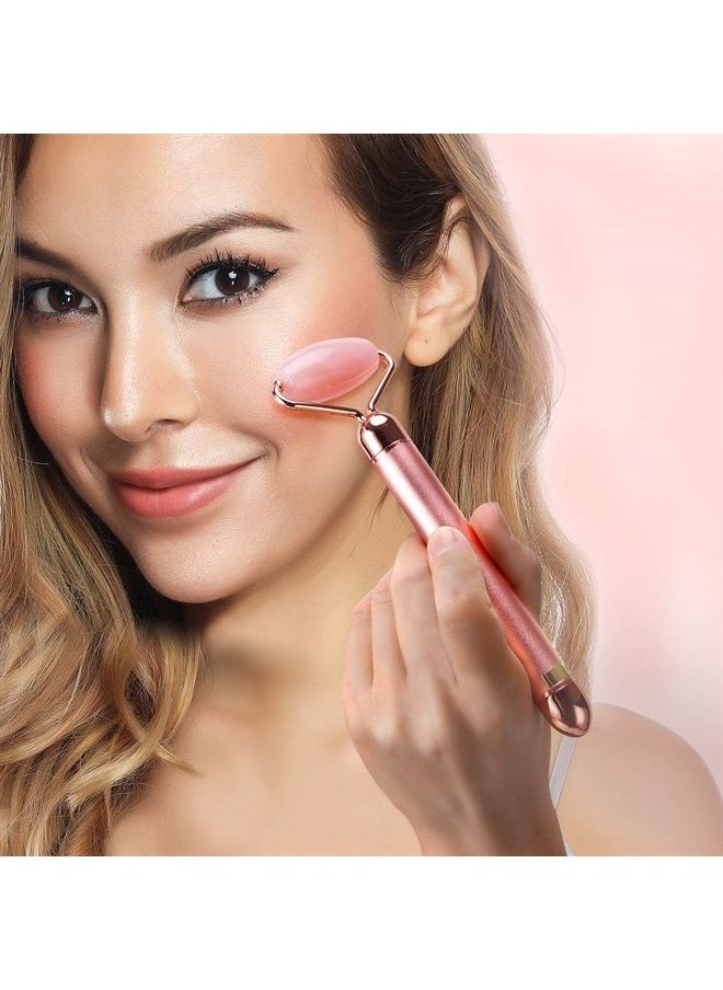 DANGSHAN 2-IN-1 Electric Jade Roller Massager Facial Roller & Face Massager, Rose Quartz  - Image 1