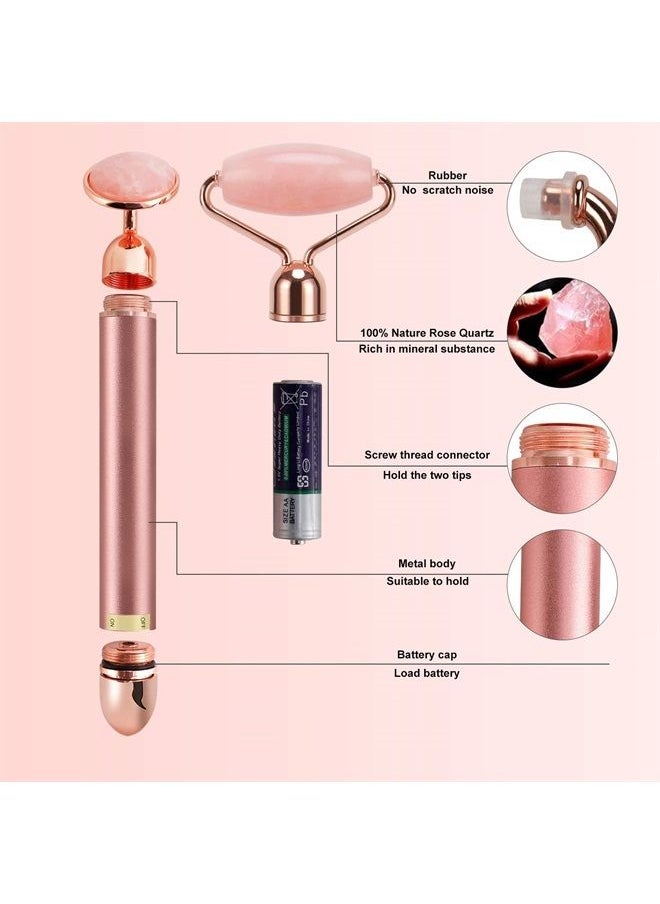 DANGSHAN 2-IN-1 Electric Jade Roller Massager Facial Roller & Face Massager, Rose Quartz  - Image 4