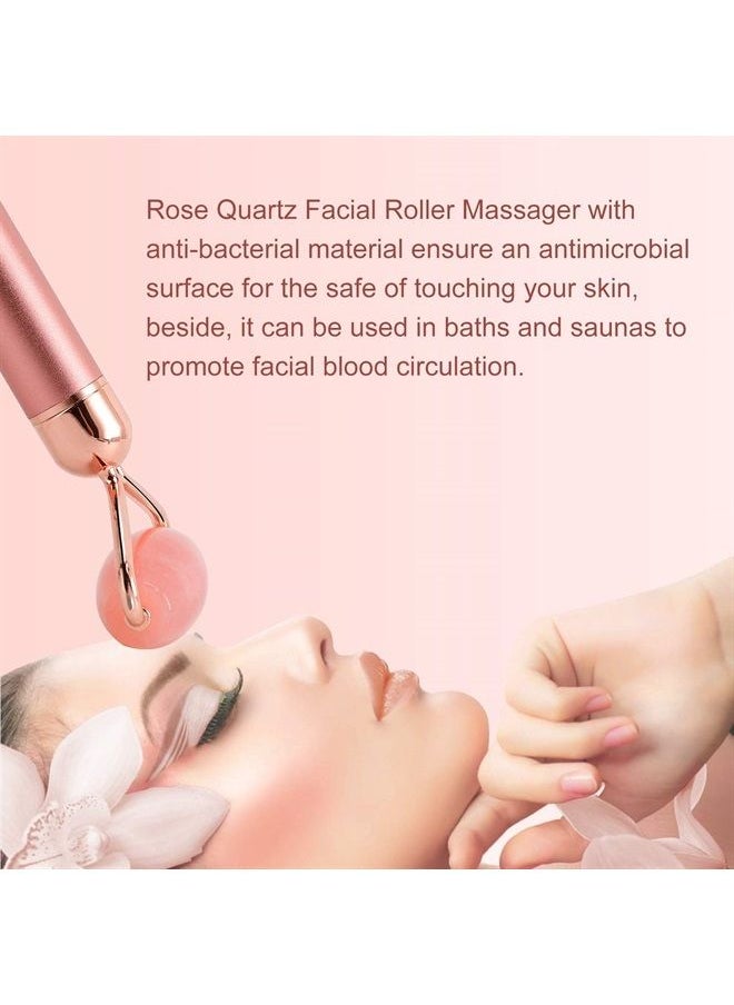 DANGSHAN 2-IN-1 Electric Jade Roller Massager Facial Roller & Face Massager, Rose Quartz  - Image 2