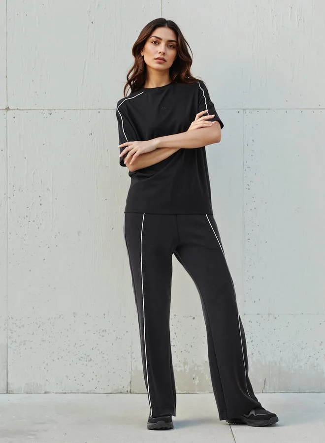 Kappa Kappa Regular Fit Women T-shirt with Piping Detail Cream